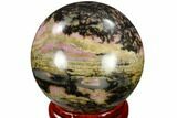 Polished Rhodonite Sphere - India #116173-1